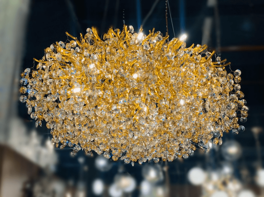 New Modern Light Luxury Branch Crystal Chandelier for Dining /Living Room - Oval: L47.2"*H27.6"Warm LightBlushlighting