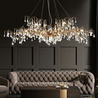 New Style Extra Large Brass Branch Chandelier Light Crystal Drops Pendant Lamp For Living/ Dining Room - L47.2"*W21.7"*H23.6"/ 14 Lights/36.4kgWarm LightBlushlighting