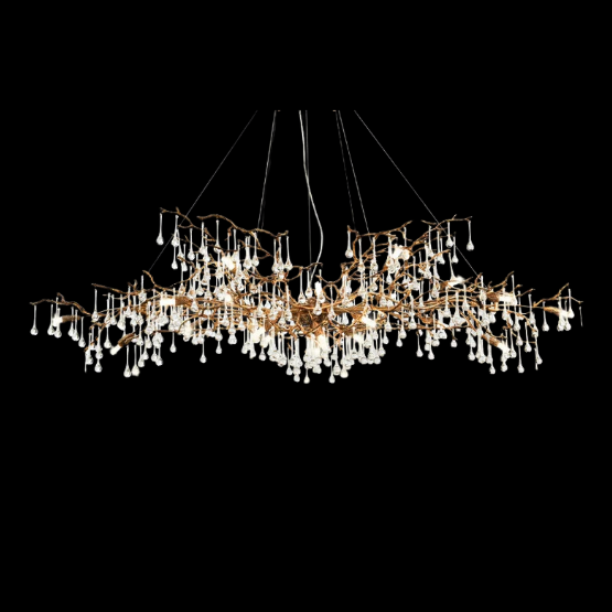 New Style Extra Large Brass Branch Chandelier Light Crystal Drops Pendant Lamp For Living/ Dining Room-Chandeliers-Blushlighting