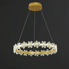 New Style Flower Crystal Chandelier For Living Room Petal Ring Pendant Lighting Fixture for Girls Bedroom - Rectangle L36.6"Dimmable Warm LightBlushlighting