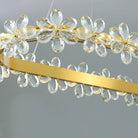 New Style Flower Crystal Chandelier For Living Room Petal Ring Pendant Lighting Fixture for Girls Bedroom - Rectangle L36.6"Dimmable Warm LightBlushlighting
