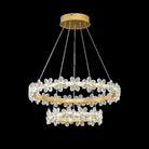 New Style Flower Crystal Chandelier For Living Room Petal Ring Pendant Lighting Fixture for Girls Bedroom - Rectangle L36.6"Dimmable Warm LightBlushlighting