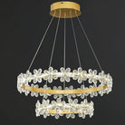 New Style Flower Crystal Chandelier For Living Room Petal Ring Pendant Lighting Fixture for Girls Bedroom - Rectangle L36.6"Dimmable Warm LightBlushlighting