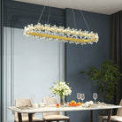 New Style Flower Crystal Chandelier For Living Room Petal Ring Pendant Lighting Fixture for Girls Bedroom - Rectangle L36.6"Dimmable Warm LightBlushlighting