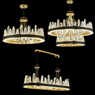 New Style Iceberg Crystal Chandelier For Living Room Modern Black Crown Ceiling Lighting Fixture - Rectangle L31.5"*W13.8"*H13.8"Dimmable White LightBlushlighting