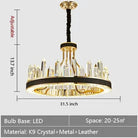 New Style Iceberg Crystal Chandelier For Living Room Modern Black Crown Ceiling Lighting Fixture - Rectangle L31.5"*W13.8"*H13.8"Warm LightBlushlighting