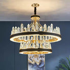 New Style Iceberg Crystal Chandelier For Living Room Modern Black Crown Ceiling Lighting Fixture - 2 layers D31.5"*H23.6"/34.4kgWarm LightBlushlighting