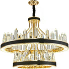 New Style Iceberg Crystal Chandelier For Living Room Modern Black Crown Ceiling Lighting Fixture - 2 layers D39.4"*H23.6"/43.7kgDimmable Warm LightBlushlighting