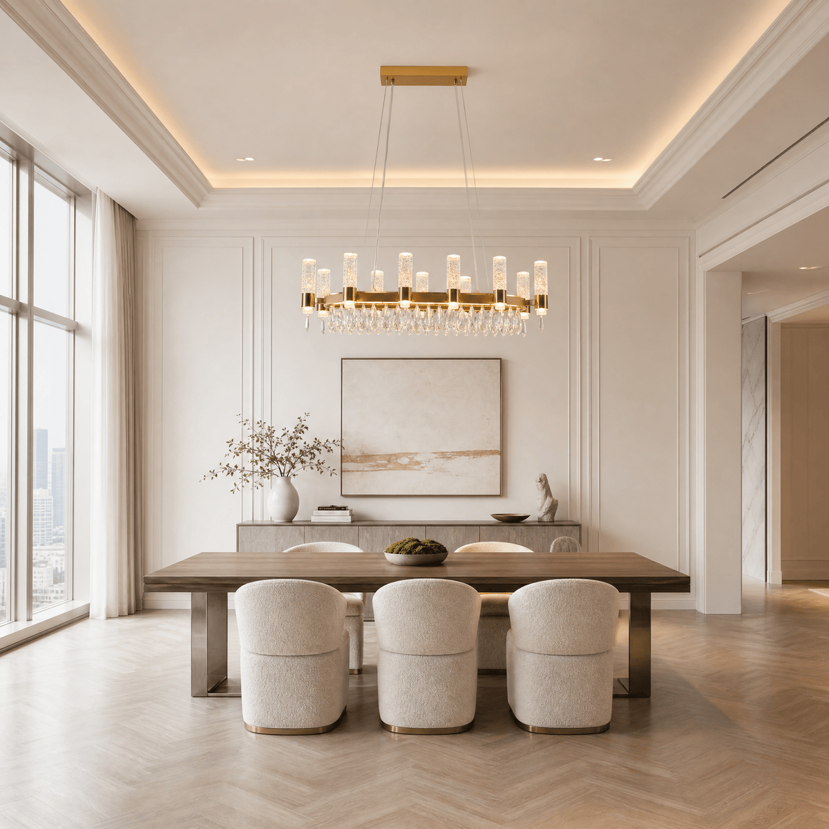 Nido Crystal Linear Chandelier - Blushlighting