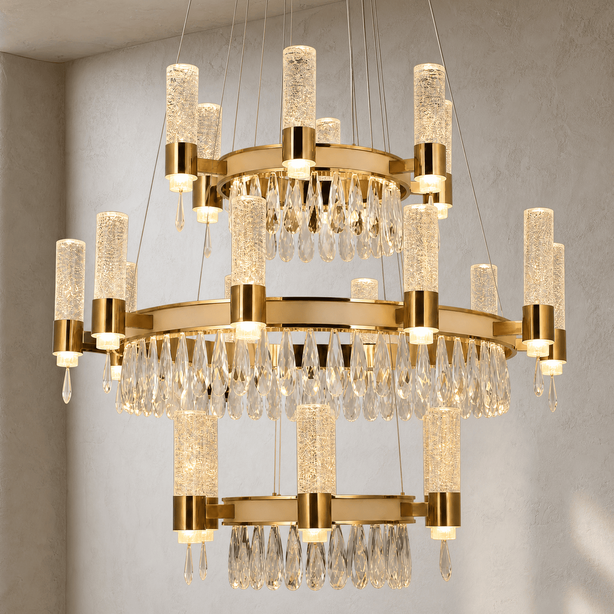 Nido Crystal Trio Chandelier - Blushlighting