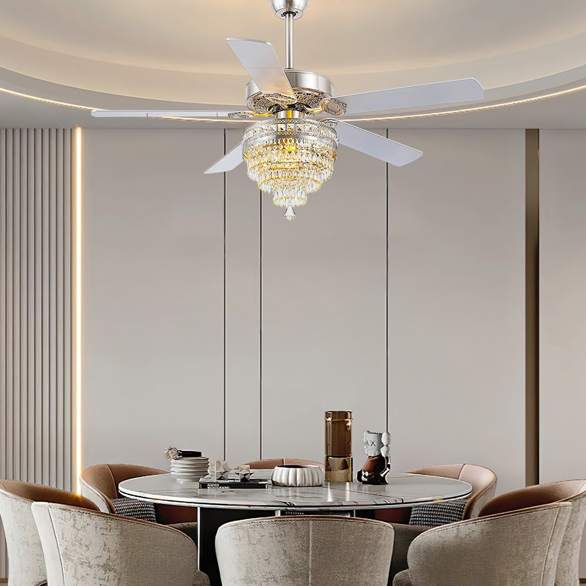 Noiseless Crystal Ceiling Fan Fandelier with Lights 52" - Blushlighting
