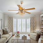 Noiseless Crystal Ceiling Fan Fandelier with Lights 52" - GoldBlushlighting