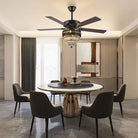 Noiseless Crystal Ceiling Fan Fandelier with Lights 52" - BlackBlushlighting