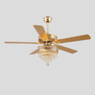 Noiseless Crystal Ceiling Fan Fandelier with Lights 52" - GoldBlushlighting