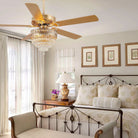 Noiseless Crystal Ceiling Fan Fandelier with Lights 52" - GoldBlushlighting