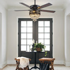 Noiseless Crystal Ceiling Fan Fandelier with Lights 52" - BlackBlushlighting