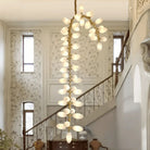 Nordic Art Long Magnolia alba Glass Ceiling Chandelier for Staircase/Hallway/Entryway Light Fixture-Chandeliers-Blushlighting-Blushlighting