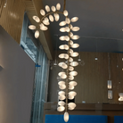 Nordic Art Long Magnolia alba Glass Ceiling Chandelier for Staircase/Hallway/Entryway Light Fixture-Chandeliers-Blushlighting-Blushlighting