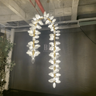 Nordic Art Long Magnolia alba Glass Ceiling Chandelier for Staircase/Hallway/Entryway Light Fixture-Chandeliers-Blushlighting-Blushlighting