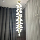 Nordic Art Long Magnolia alba Glass Ceiling Chandelier for Staircase/Hallway/Entryway Light Fixture-Chandeliers-Blushlighting-Blushlighting
