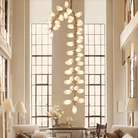 Nordic Art Long Magnolia alba Glass Ceiling Chandelier for Staircase/Hallway/Entryway Light Fixture-Chandeliers-Blushlighting-Blushlighting