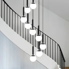 Nordic Extra Large Minimalist Long Pendant Light for High Ceiling Staircase - 12 Lights/ D25.6"*H98.4"BlackWarm LightBlushlighting