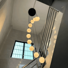 Nordic Extra Large Minimalist Long Pendant Light for High Ceiling Staircase - 12 Lights/ D25.6"*H98.4"BlackWarm LightBlushlighting