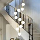 Nordic Extra Large Minimalist Long Pendant Light for High Ceiling Staircase - 12 Lights/ D25.6"*H98.4"BlackWarm LightBlushlighting