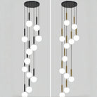 Nordic Extra Large Minimalist Long Pendant Light for High Ceiling Staircase - 12 Lights/ D25.6"*H98.4"BlackWarm LightBlushlighting