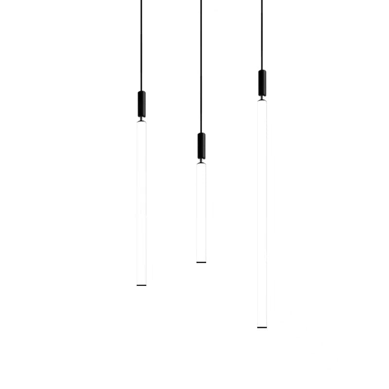 Nordic Fashion Minimalist Black Straight Pendant Chandelier for Bedside/Staircase/Loft/Duplex - Small: 17 LightsWarm LightBlushlighting