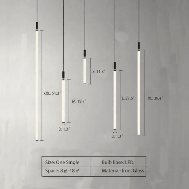 Nordic Fashion Minimalist Black Straight Pendant Chandelier for Bedside/Staircase/Loft/Duplex - Small: 17 LightsWarm LightBlushlighting