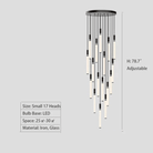 Nordic Fashion Minimalist Black Straight Pendant Chandelier for Bedside/Staircase/Loft/Duplex - Small: 5 LightsWarm LightBlushlighting