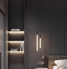 Nordic Fashion Minimalist Black Straight Pendant Chandelier for Bedside/Staircase/Loft/Duplex - Small: 11 LightsWarm LightBlushlighting