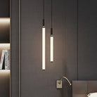 Nordic Fashion Minimalist Black Straight Pendant Chandelier for Bedside/Staircase/Loft/Duplex - One SingleWarm LightBlushlighting