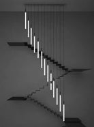 Nordic Fashion Minimalist Black Straight Pendant Chandelier for Bedside/Staircase/Loft/Duplex - Small: 17 LightsWarm LightBlushlighting