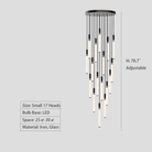 Nordic Fashion Minimalist Black Straight Pendant Chandelier for Bedside/Staircase/Loft/Duplex - Small: 5 LightsWarm LightBlushlighting