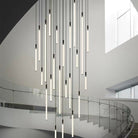 Nordic Fashion Minimalist Black Straight Pendant Chandelier for Bedside/Staircase/Loft/Duplex - Small: 21 LightsWarm LightBlushlighting