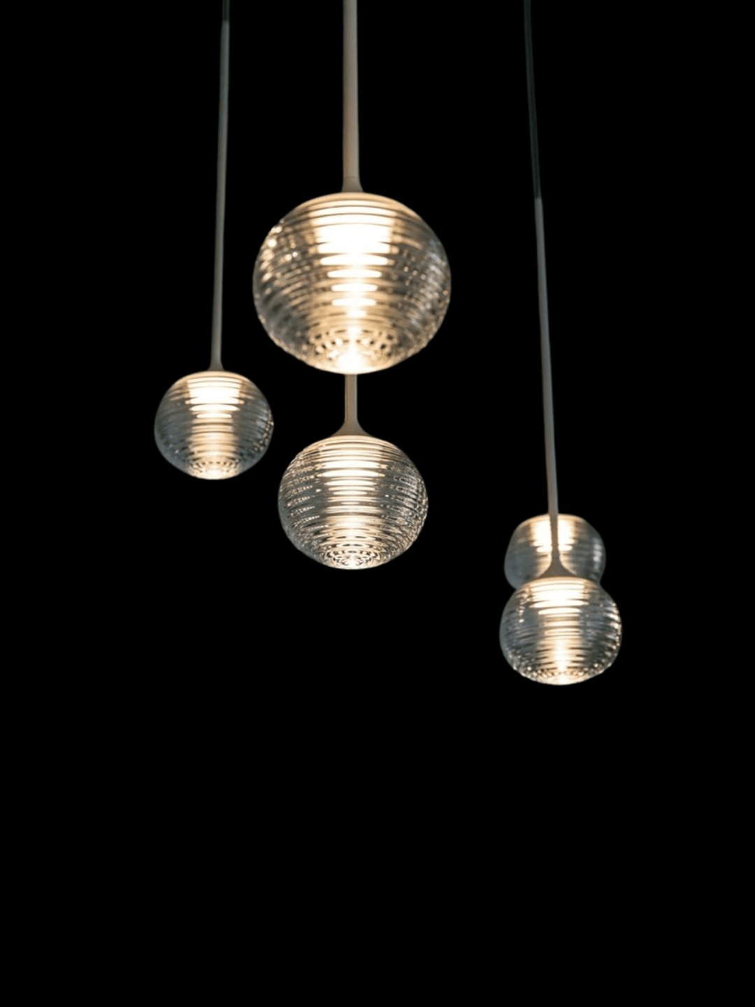 Nordic Minimalist Clear Ribbed Glass Globe Pendant Light - One LightMatte BlackWarm LightBlushlighting