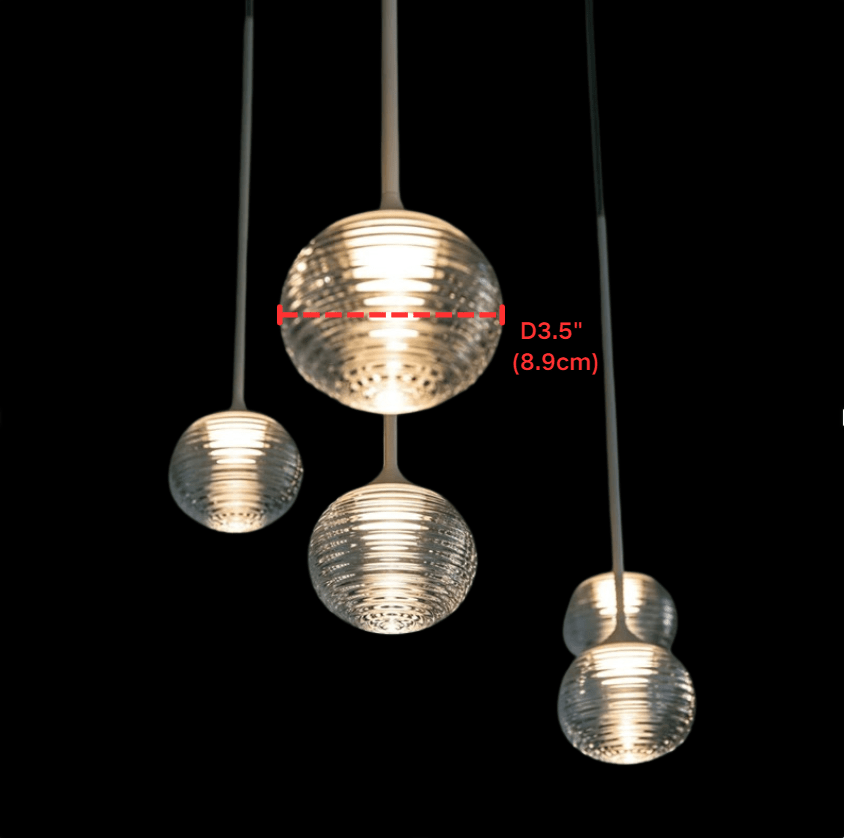 Nordic Minimalist Clear Ribbed Glass Globe Pendant Light - One LightMatte BlackWarm LightBlushlighting
