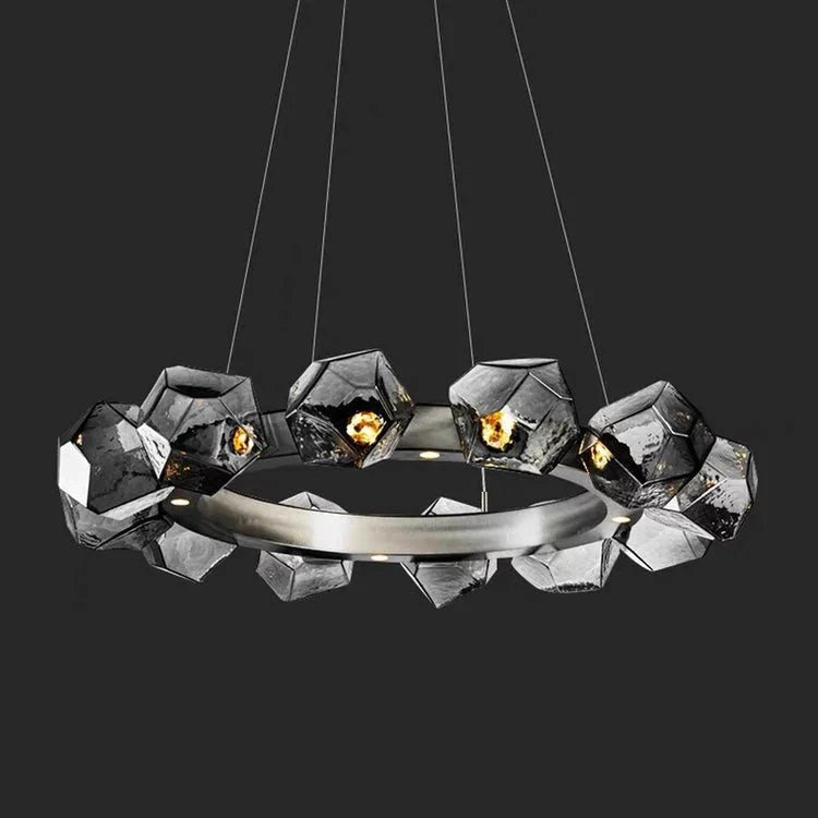 Nordic Minimalist Glass Circle Art Chandelier for Living/Dining Room/Bedroom - Blushlighting