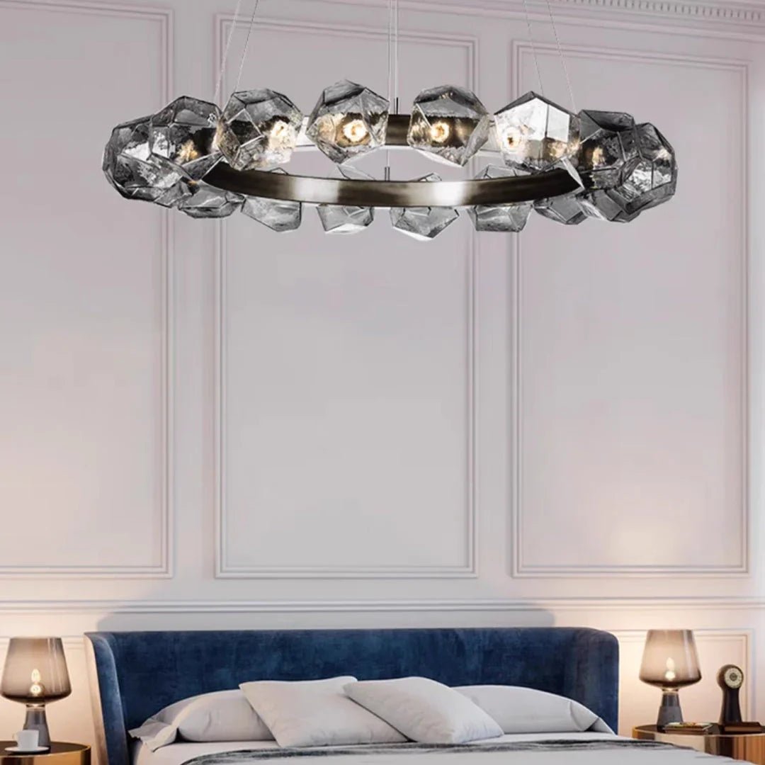 Nordic Minimalist Glass Circle Art Chandelier for Living/Dining Room/Bedroom - Blushlighting