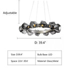 Nordic Minimalist Glass Circle Art Chandelier for Living/Dining Room/Bedroom - D31.5"BronzeWarm LightBlushlighting