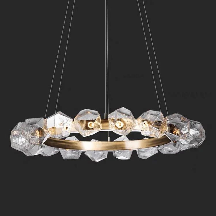 Nordic Minimalist Glass Circle Art Chandelier for Living/Dining Room/Bedroom - D31.5"BronzeWarm LightBlushlighting