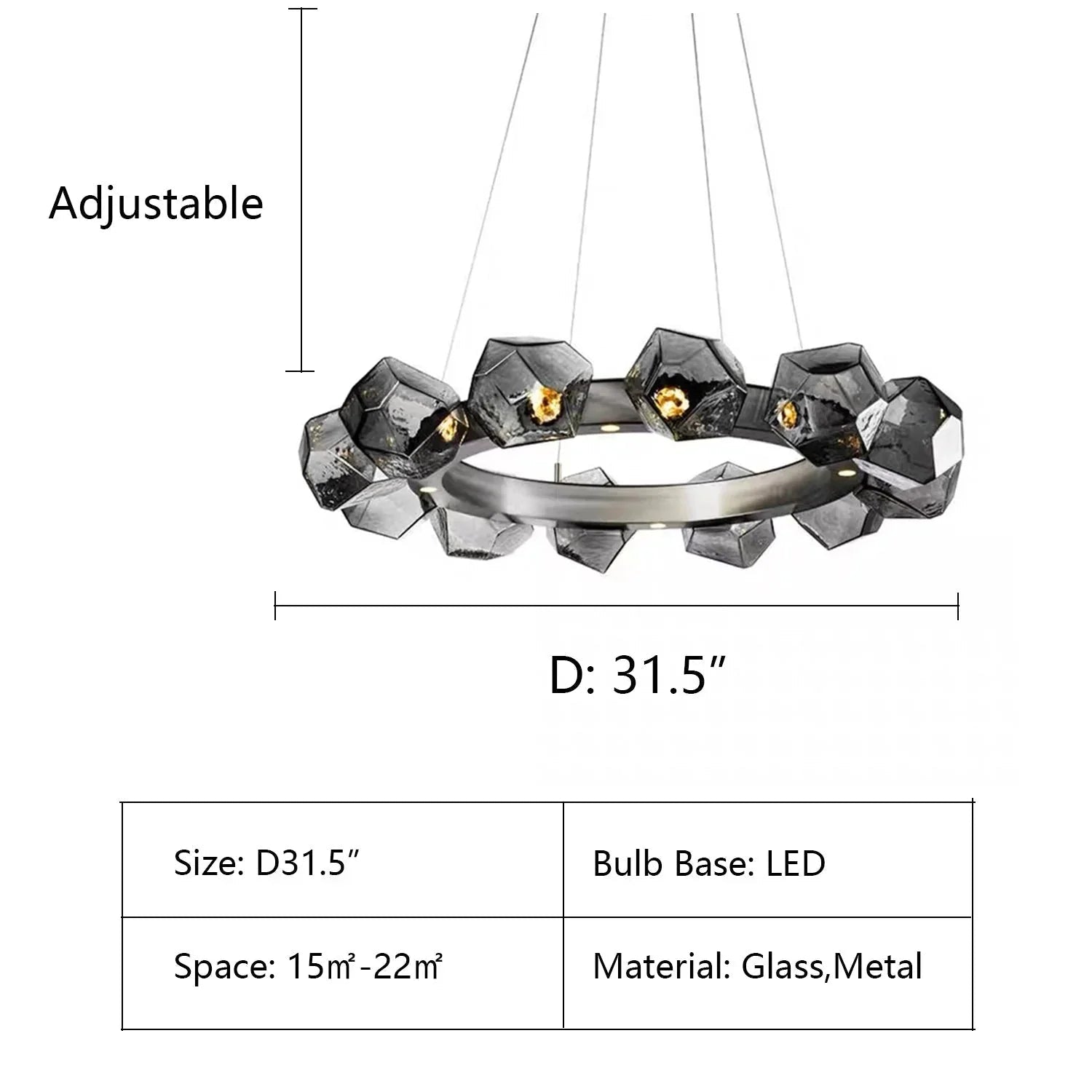 Nordic Minimalist Glass Circle Art Chandelier for Living/Dining Room/Bedroom - D31.5"BronzeWarm LightBlushlighting