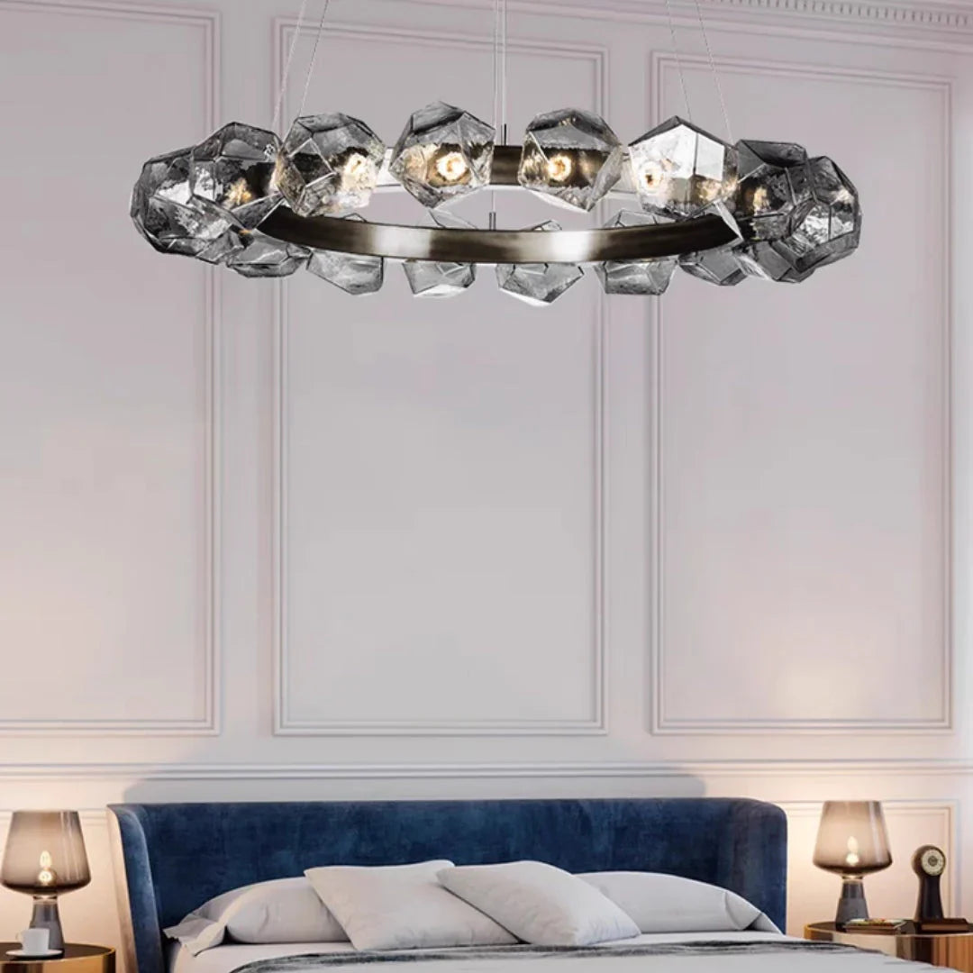 Nordic Minimalist Glass Circle Art Chandelier for Living/Dining Room/Bedroom-