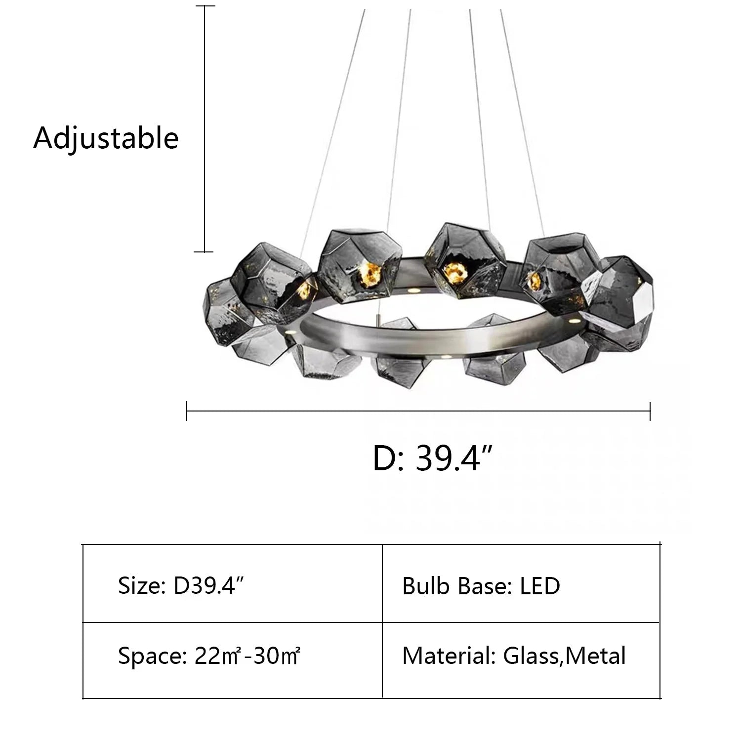 Nordic Minimalist Glass Circle Art Chandelier for Living/Dining Room/Bedroom-