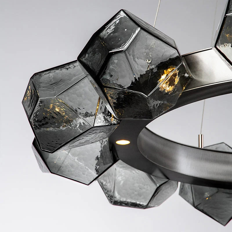 Nordic Minimalist Glass Circle Art Chandelier for Living/Dining Room/Bedroom-