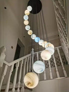 Nordic Planet Creative Long Ball Pendant Chandelier Staircase Foyer - 15 Lights: D23.6"*H98.4"Blushlighting