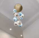 Nordic Planet Creative Long Ball Pendant Chandelier Staircase Foyer - 24 Lights: D31.5"*H157.5"Blushlighting