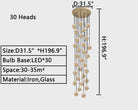 Nordic Planet Creative Long Ball Pendant Chandelier Staircase Foyer - 30 Lights: D31.5"*H196.9"Blushlighting